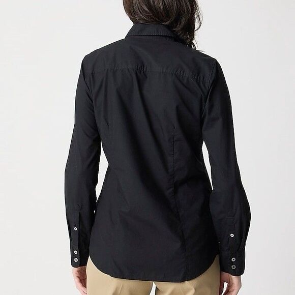 J Crew Womens Button Up Shirt Black XS Cotton Poplin Classic Preppy Work Office - Picture 3 of 11
